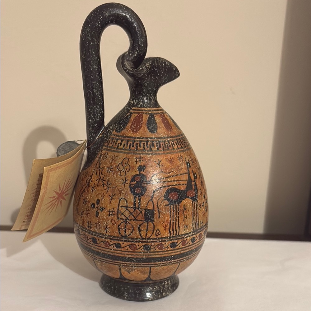 Geometric Period Ceramic Vase - Black and Orange